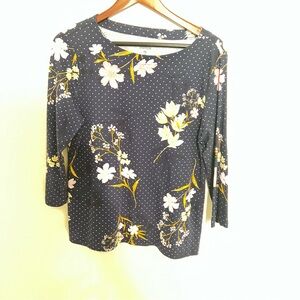 Croft & Barrow Navy Floral Blouse